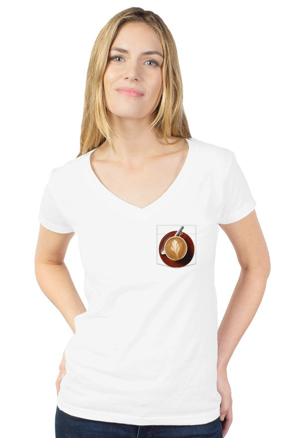 womens tultex v neck with coffee pocket