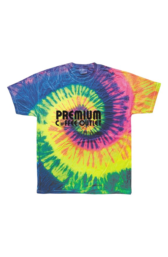 Tie Dye Neon Rainbow Adult Tee with Logo