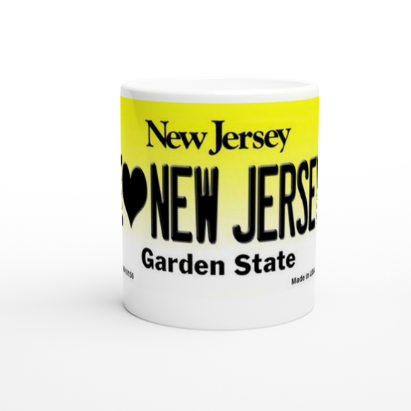 I Heart NJ License Plate 11oz Ceramic Mug