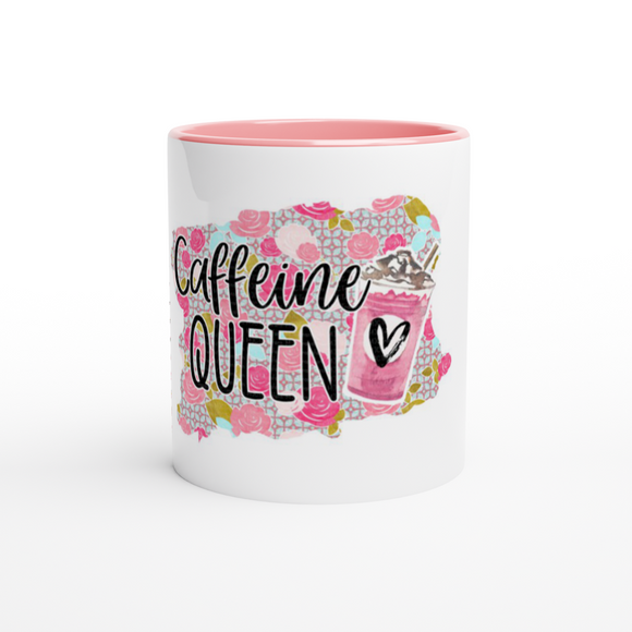 Caffeine Queen Pink 11oz Ceramic Mug with Color Inside