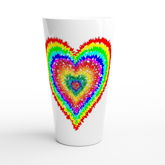 Tie Dye Heart Latte 17oz Ceramic Mug