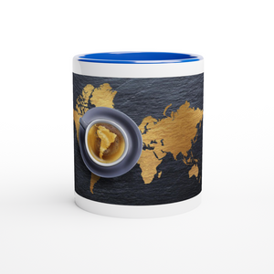 World Map 11oz Ceramic Mug with Blue Inside