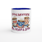 Red, White and Brew Mug with Color Inside