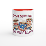 Red, White and Brew Mug with Color Inside