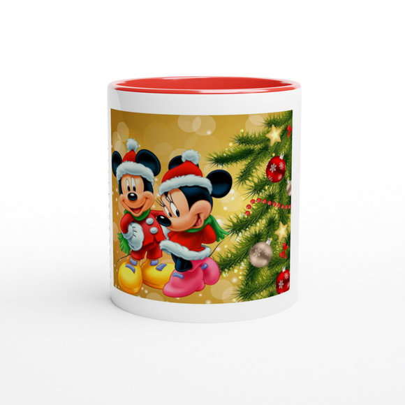 Mickey & Minnie Christmas Ceramic Mug with Color Inside