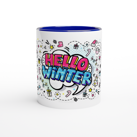 Hello Winter 11oz Ceramic Mug with Color Inside