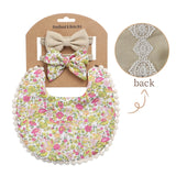 3Pcs Baby Headband Tassel Saliva Towel Floral Print Newborn Double Side Bibs Boys Girls Bandana Burp Cloths Feeding Smock Stuff