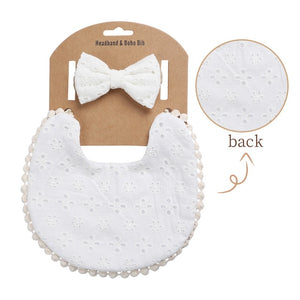 3Pcs Baby Headband Tassel Saliva Towel Floral Print Newborn Double Side Bibs Boys Girls Bandana Burp Cloths Feeding Smock Stuff