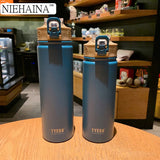 530/750Ml Thermos Mug With Straw Stainless Steel  Lid Thermal Insulation Straight Cup Thermal Water Bottle Tumbler Thermocup